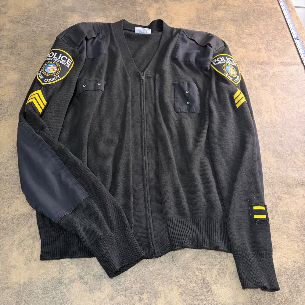 Blauer Tactical Sweater Mens XL Black VTG Cook County Forest Ranger Cardigan USA